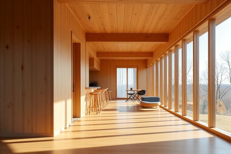 モダンな木造建築の内部